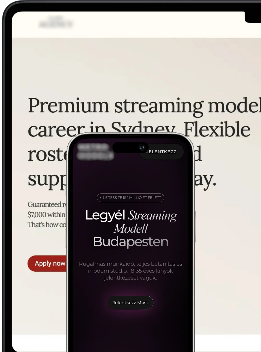 Custom recruitment websites on mobile and desktop